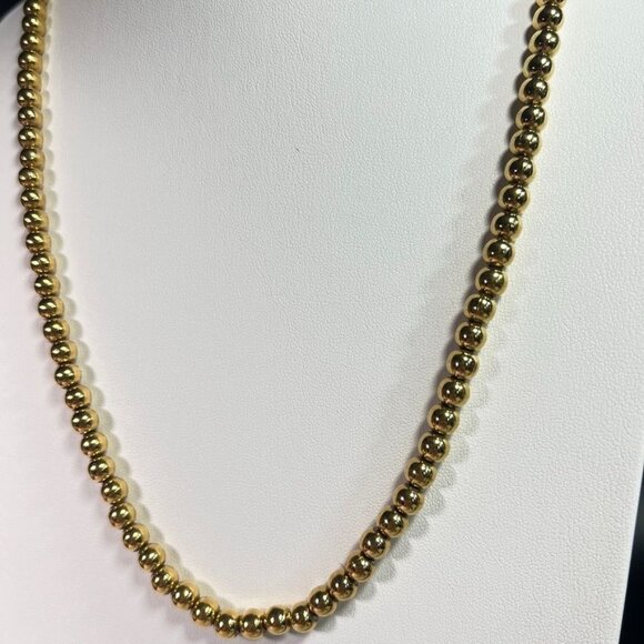 Monet Polished Gold-Tone Jewelry Beaded Necklace  with Domed Stud Earrings Set - Picture 9 of 12